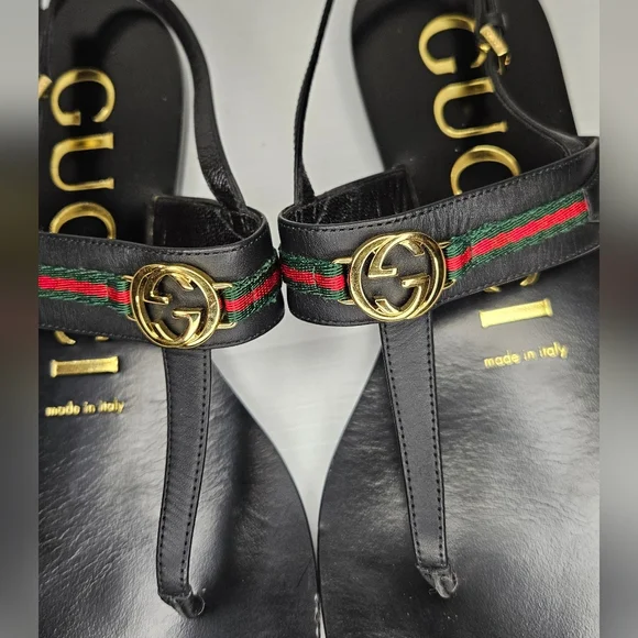 Gucci Interlocking G Web Sandals Black Women's Size 36.5 Designer Slide - Picture 5 of 13